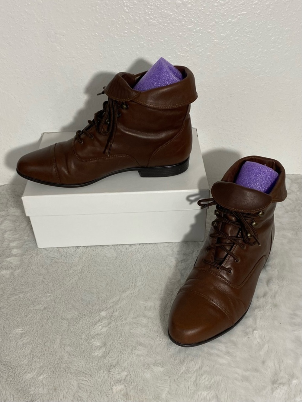 Vintage Ellemenno Alamo Brown Leather Ankle Boots Women’s Size 9M